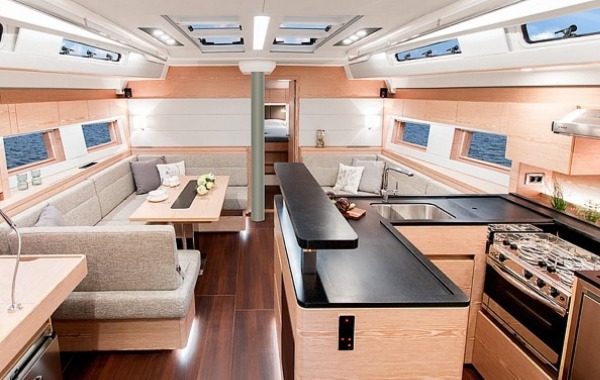 The Hanse 588 has a very spacious and luxurious  interior